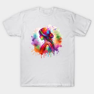 An Indian woman with a splash of colors T-Shirt